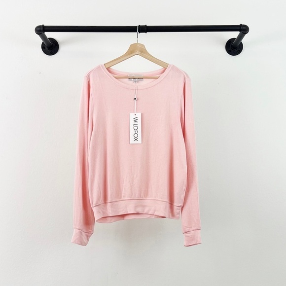NWT Wildfox Baggy Beach Jumper Sweatshirt in Light Pink Salt - Picture 4 of 7